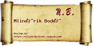 Mlinárik Bodó névjegykártya